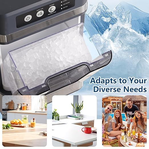 Nugget Ice Maker Countertop with 0.8Gal Removable Tank for Chewable Ice, 41Lbs/24H, One-Touch Fast Ice in 6 Mins, Self-Cleaning & Ultra Quiet for Home, Office, Party
