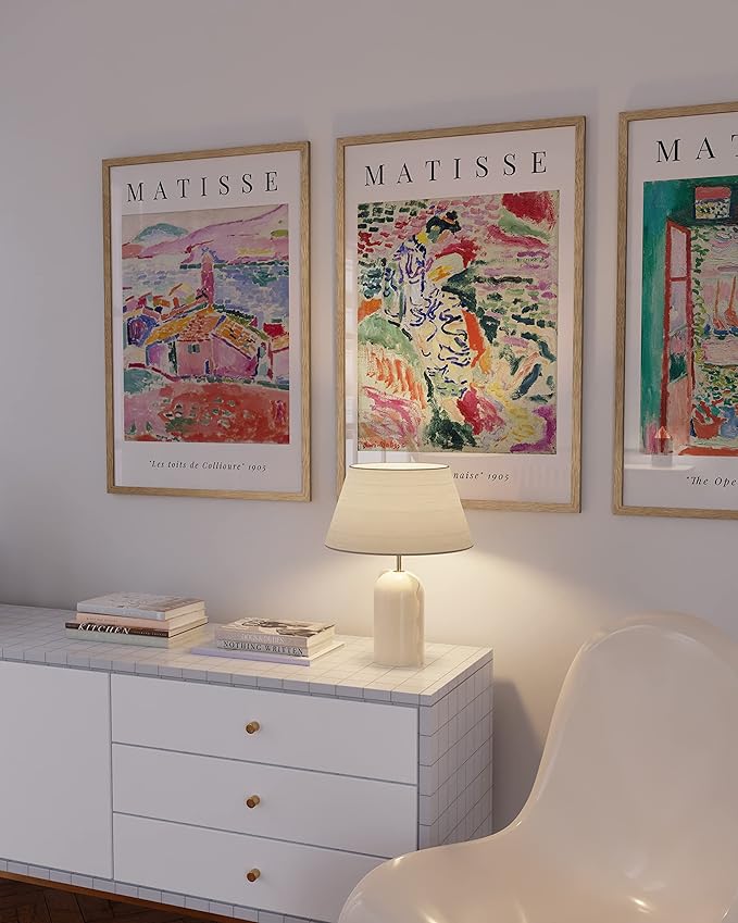 HAUS AND HUES 24"x36" Beige Oak Wood Frames Set of 3-24x36 Natural Wood Frames for Posters, 24x36 Frame Wood, 24x36 Poster Frames for Wall, 24x36 Frame Light Wood, Picture Frames 24x36