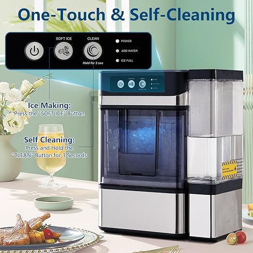 Nugget Ice Maker Countertop with 0.8Gal Removable Tank for Chewable Ice, 41Lbs/24H, One-Touch Fast Ice in 6 Mins, Self-Cleaning & Ultra Quiet for Home, Office, Party