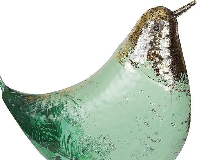 Alpine Corporation MCC704 Chin-Up Metal Bird Outdoor Décor Statue, Whimsical Animal Décor for Patio & Garden, 20" H, Green