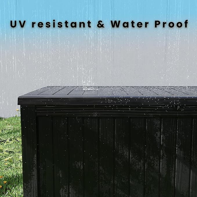 180 Gallon Double-Wall Resin Deck Box - Lockable Waterproof Outdoor Storage Box, 1000lbs Capacity & Doubles as Seating for Patio Furniture, Garden Tools, Pool Accessoriess (Black)