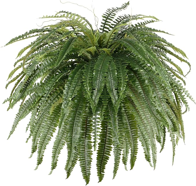 Single Silky 50" Artificial Fern Plant, Large Fake Fern with 100Fronds, Realistic Faux Boston Fern Bush for Outdoors & Indoor, Silk Greenery for Planter, Garden, Office, Home DĂŠcor