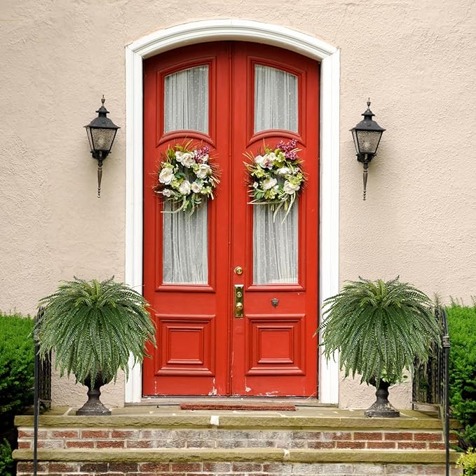 Single Silky 50" Artificial Fern Plant, Large Fake Fern with 128Fronds, Realistic Faux Boston Fern Bush for Outdoors & Indoor, Silk Greenery for Planter, Garden, Office, Home DĂŠcor