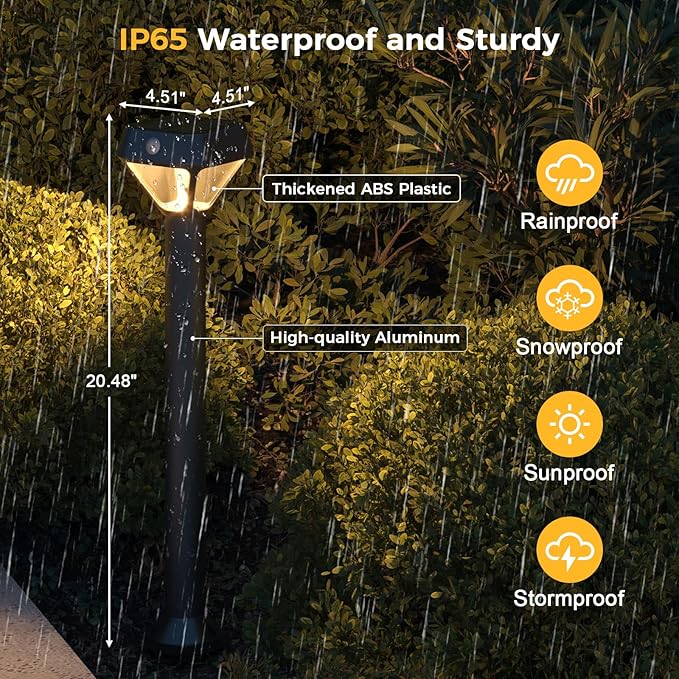 XMCOSY+ Smart Pathway Lights Solar Powered, 150LM Solar Motion Lights Outdoor Waterproof with APP Control, Works with Alexa RGBCW Color Changing Garden Light for Yard Walkway Driveway Pathway, 6 Pack
