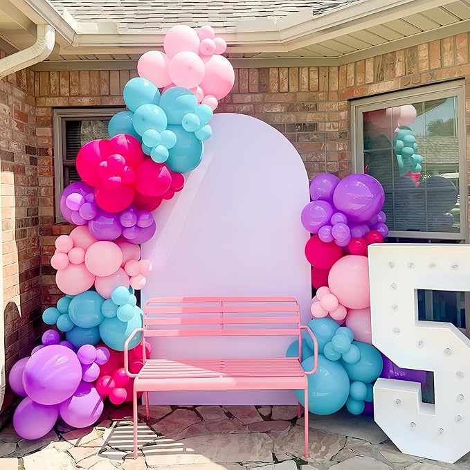 Pink Purple Blue Balloons 60 Pcs Hot Pink Light Pink Teal Purple Latex Balloon Pastel Purple Teal Pink Confetti Balloons for Kids Magic Theme Mermaid Princess Birthday Baby Shower Party Decor