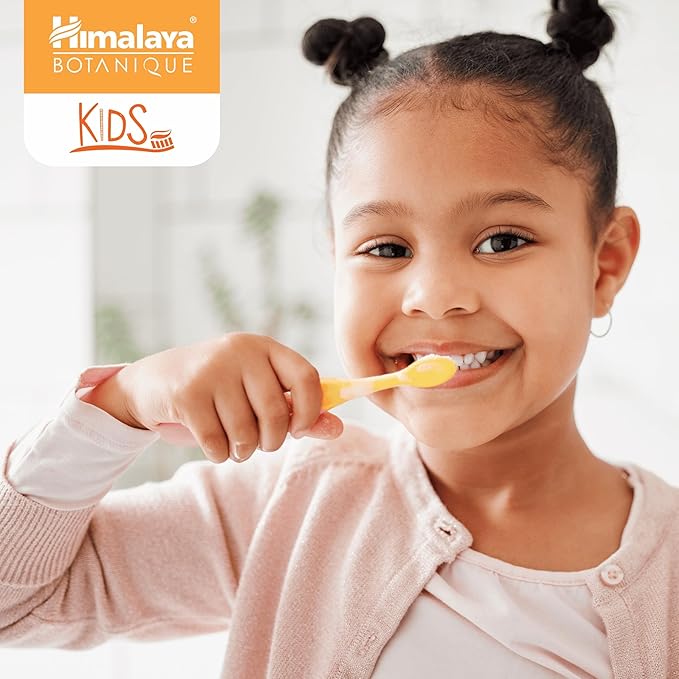 Himalaya Botanique Kids Toothpaste, Herbal, Orange Flavor, Fights Plaque, Fluoride-Free, Gentle, No Artificial Flavors or Colors, SLS Free, Gluten Free, Cruelty Free, Vegan, Foaming, 4 Oz, 1 Pack