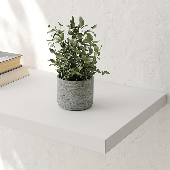 Wall Shelf Set of 2, White Floating Shelves 36 in W x 10 in D x 1 in H, Wooden Floating Wall Shelf with Invisible Brackets for Living Room/Bedroom/Bathroom/Kitchen Storage and Decor