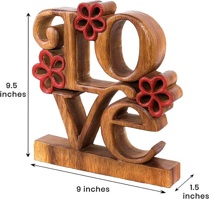 Decozen Gifts for Mom - Wooden Love Letters Sculpture - Mother's Day Birthday Gifts, Home, Office, Living Room, Shelf, Fireplace, Farmhouse, Tabletop, Boho and Mantle Decor - Mothers Day Decorations