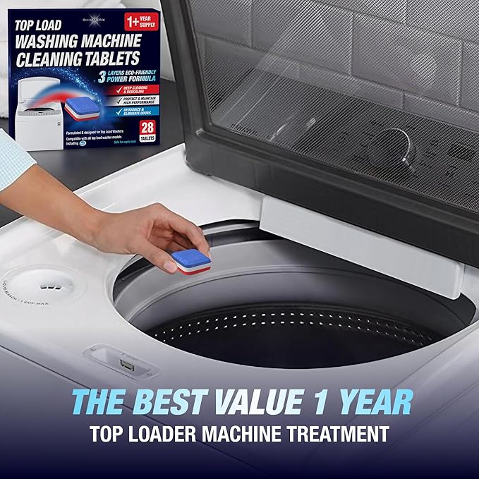 Washing Machine Cleaner Tablets 14 Pack for HE Top Load - Eco Friendly Washer Machine Cleaning Tablets - 3 Layers Septic Safe Wash Machine Full Deodorizer Descaler Protector - 1 Plus Year Supply