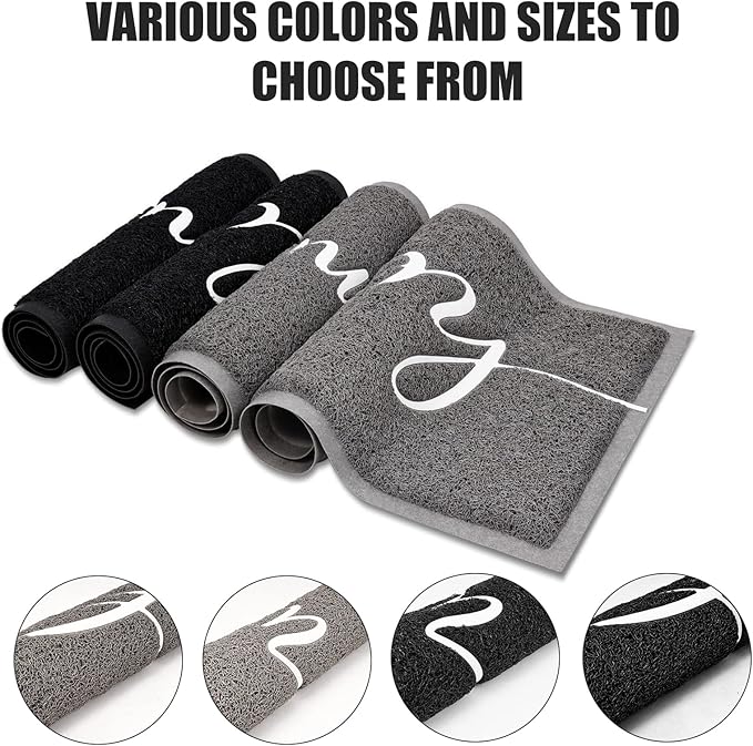 Door Mat (36"x24",Grey), Durable Welcome Mat Low Profile Floor Mat Front Doormat Non Slip Mats Entrance Rectangular Easy to Clean Doormat, for Entryway, Patio, High Traffic Areas