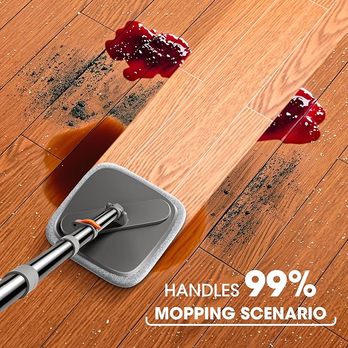 Mop and Bucket Set, Spin Mop with Separate Dirty Water System, Deep-Cleaning Mops for Floors, Versatile Mops for Walls