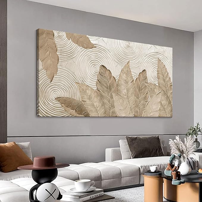Minimalist & Modern Art for Bedroom Decor Framed Abstract Artwork for Walls Neutral & Contemporary Beige Wall art - Artwork for Living Room and Boho Style Large Abstract Wall Art 29×58IN