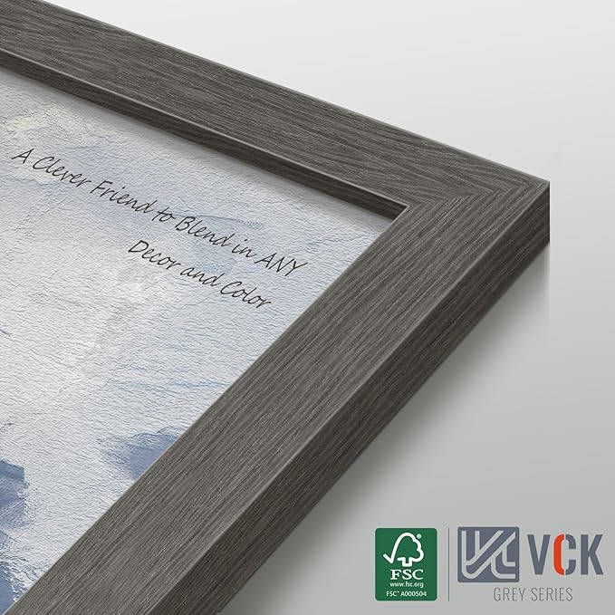 VCK 22x28 Frame Set of 3, Gray Solid Wood Poster Picture Frame, Exclusive Wood Grain, Wall Gallery Frame