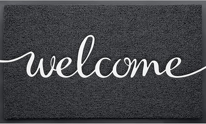 Front Door Mat - Non Slip, Durable Welcome Mat for High Traffic Areas (36"x24" Black)