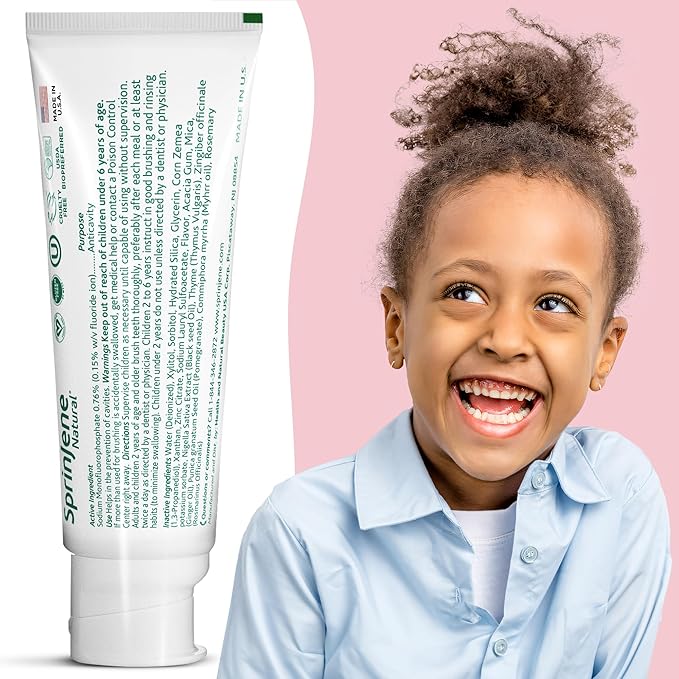 SprinJene Natural Kids Toothpaste, Strawberry | Natural Childrenโs Toothpaste | Fluoride Free Toothpaste for Toddlers | 1 Pack
