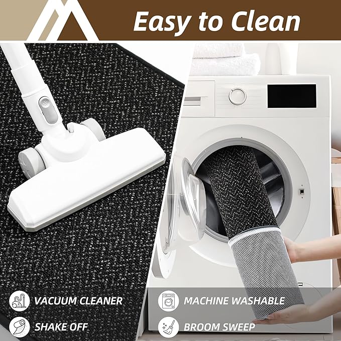 COSY HOMEER-Door-Mat 24"x36" Non Slip Absorbent Entryway Rugs Dirt Trapper Doormats Washable Entrance Mats Low Pile Welcome Floor Mat for Front Back Door and Entry Mats,Black