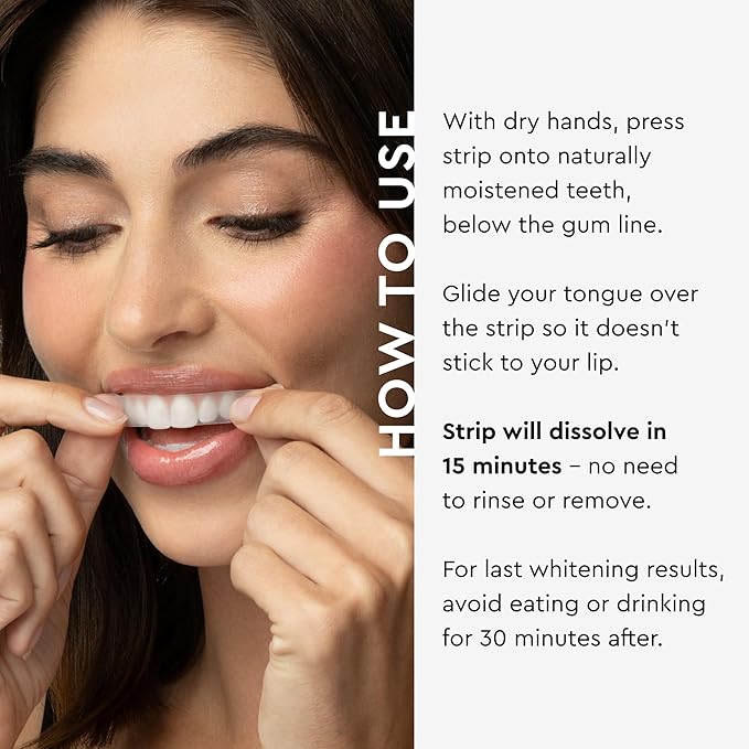 MOON Dissolving Teeth Whitening Strips - Vegan, Easy-to-Use, No Rinse White Strips - Hydrogen Peroxide and Essential Oils Infused Gentle Teeth Whitening Kit - Travel Essentials for Oral Care (14 Ct)