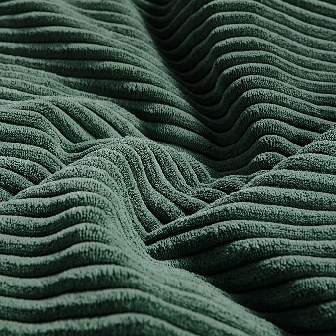 Fancy Homi Set of 2 Dark Green Long Lumbar Decorative Throw Pillow Covers 12x24 Inch for Living Room Couch Bed, Boho Farmhouse Forest Green Home Decor, Soft Corduroy Corss Textured Cushion Cas