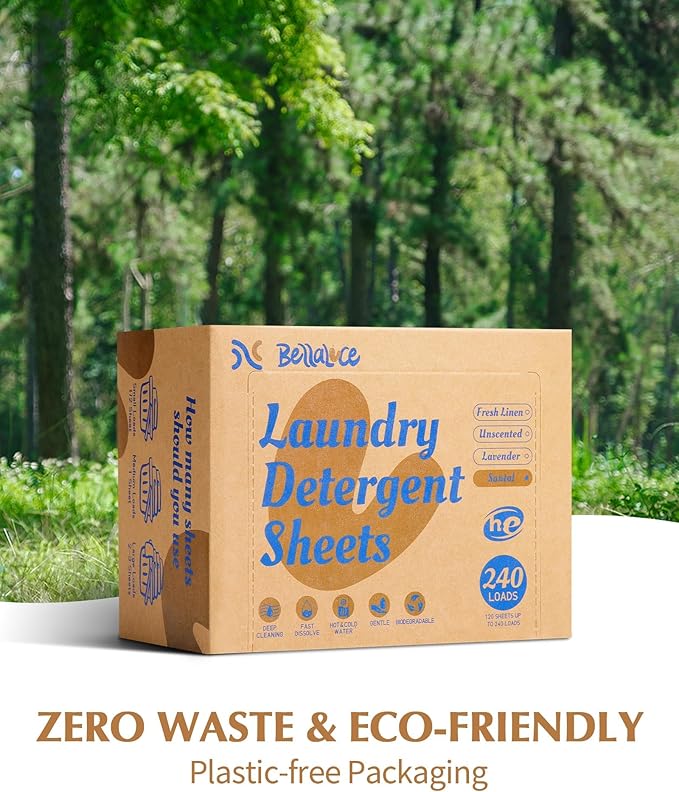 Laundry Detergent Sheets - 240 Loads Boys Santal Laundry Sheets for Dorm,College,Home,Hotel,Apartment,Camping,Cruise,Road Trip,Beach Vacation,Backpack,Small Space, Family School Travel Essentials