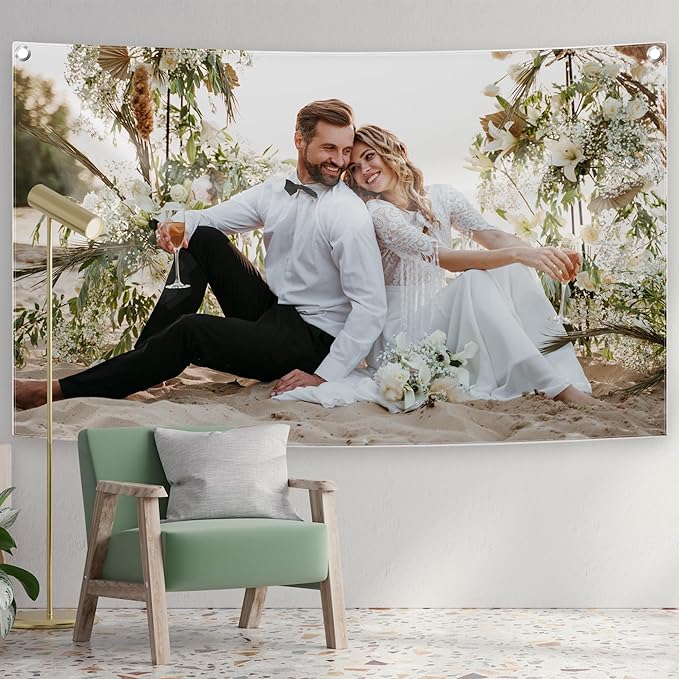 Personalized Custom Tapestry - Ships Next Business Day, Made in USA - Upload Your Own Image for a Unique Wall Hanging Backdrop, Perfect for Home & Living Room Decor, Bedroom Wall Art (60x90)
