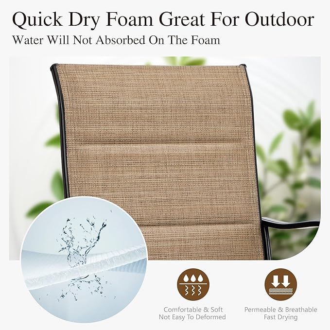 Sophia & William Outdoor Bar Set, Patio Bar Table and Chairs Set, Bar Height Patio Set - 4 x Swivel Bar Chairs(Brown-Padded), 1 x Rectangular Bar Table