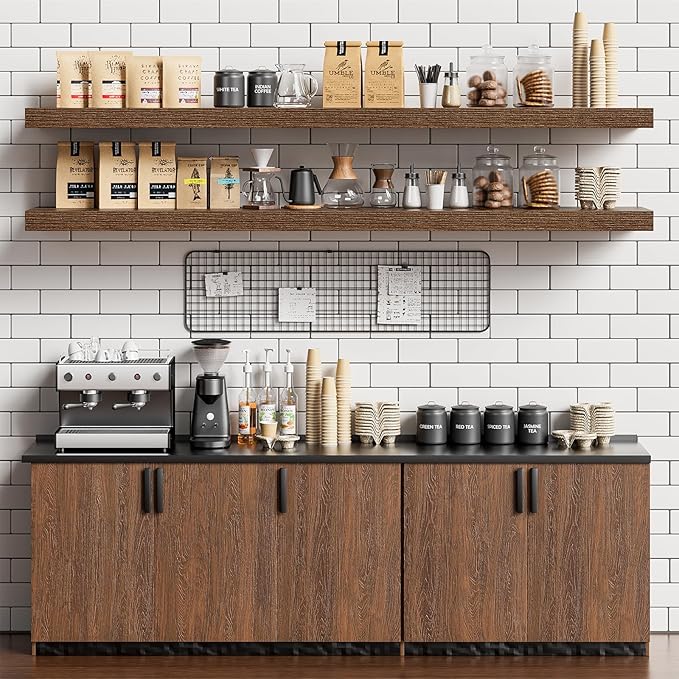 Heimlove 55 Inch Long Floating Shelves for Wall,9.3" Deep Walnut Floating Shelves Set of 2,Large Display Shelf & Storage Shelf,Wall Shelves for Bedroom Living Room Kitchen Office,Wall Mounted Shelf