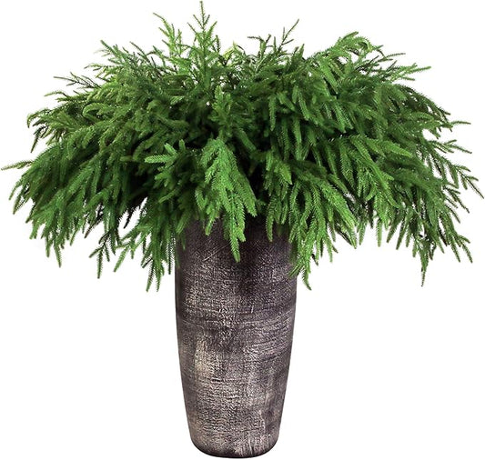 12Pcs Artificial Norfolk Pine Branches 36" Plastic Christmas Plants Decor Faux Greenery Stems Pine Picks Outdoor Faux Plants UV Resistant for Xmas Indoor, Front Porch Home Décor (12, 36inch)