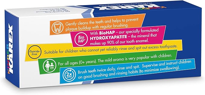 Kinder Karex Hydroxyapatite Kids Toddler Toothpaste I Fluoride Free I Clinically Tested I 2.3 oz