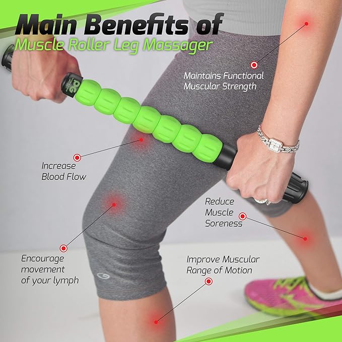 Physix Gear Roller Stick - Muscle Roller Massage Stick for Legs, The Stick Massage Roller for Deep Tissue Massaging Stick for Athletes, Physical Therapy Muscle Roller, Recovery Stick Roller