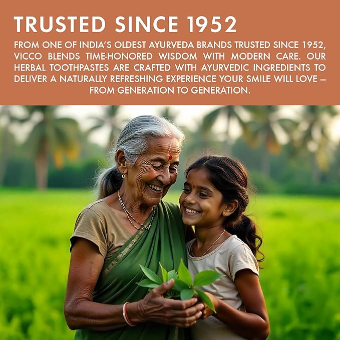 Vicco Vajradanti Ayurvedic Herbal Toothpaste by Vicco – 70 Year Legacy of Ayurveda, Cinnamon Flavour, with 18 Ayurvedic Herbs & Barks, 100% Natural, Vegan, Fluoride-Free & Cruelty-Free – 7 oz (1 Pack)