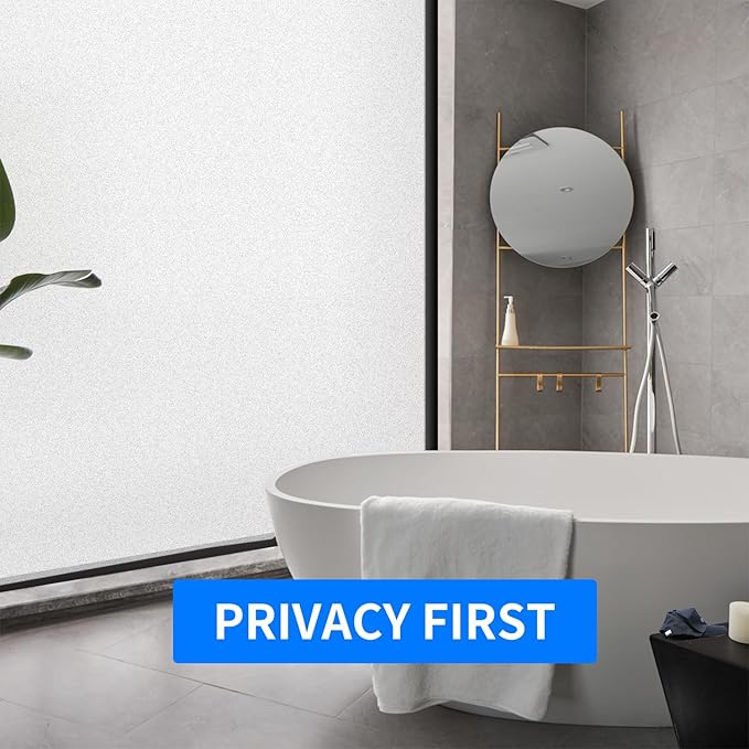 Window Privacy Film with Installation Tools, Static Cling, Anti UV, Heat Control, Ideal for Home Shower Office Glass Door (White Frosted, 23.6X157.4Inch)