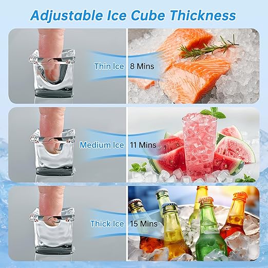 Ice Machine Commercial Ice Maker Machine, 450 Lbs /24H, 200 lbs Bin, Under Counter Built-in or Freestanding, Stainless Steel Household Use, Restaurant Bar Kitchen Cafe