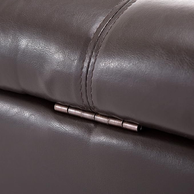 HOMCOM 51" Ottoman Storage Bench, Faux Leather Storage Chest with Lift Top, Tufted Ottoman for Living Room, Entryway, Dark Brown