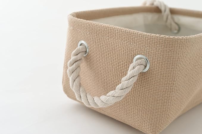 Organization and Storage Basket for Gifts Empty - 16x12x8 inch Large 4 Pack Fabric Storage Cube Collapsible Baskets for Shelves with Handles, Storage Box for Cloth Books Laundry Canvas(Beige)