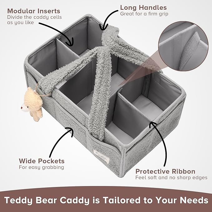 PeraBella Baby Diaper Caddy Organizer with Handle, Boy & Girl Shower Gift Basket, Portable Diaper Storage Basket Bin for Wipes, Newborn Baby Essentials Registry Search Must Haves, Car Caddy Organizer