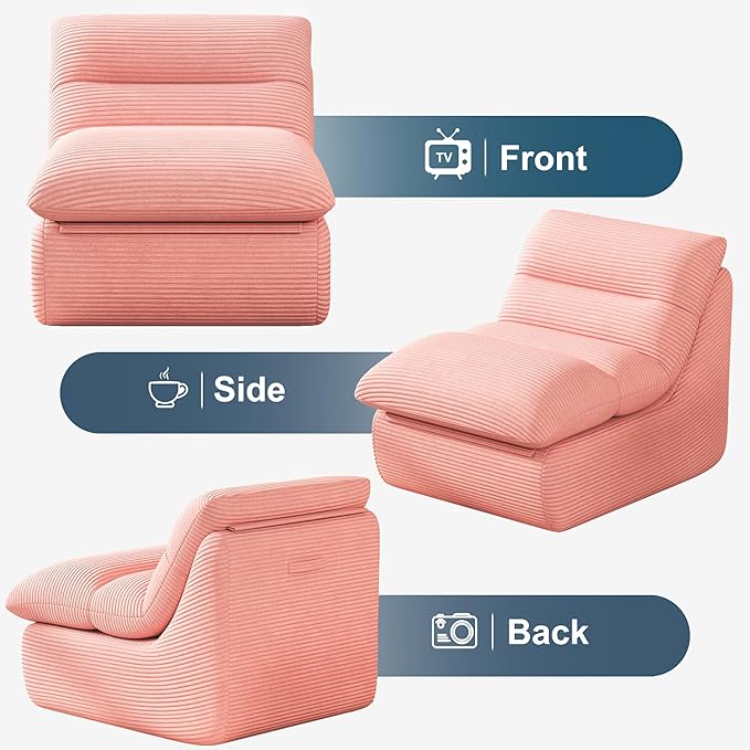 Misolant Bean Bag Chairs,Big Corduroy Fabric Sofa Bean Bag Chair for Adults and Teens with High-Resilience Sponge, Non-Slip Base Floor Lounge Sofa for Home, Living Room, Bedroom, Gaming Pink