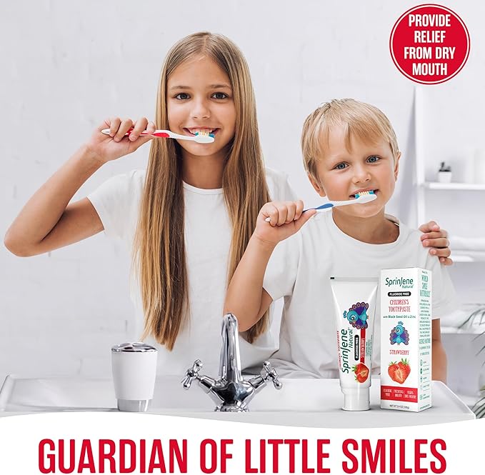 SprinJene Natural Kids Toothpaste, Strawberry | Natural Childrenโs Toothpaste | Fluoride Free Toothpaste for Toddlers | 1 Pack