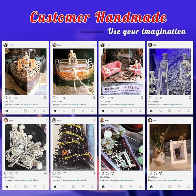 10 Pcs Halloween Mini Skeleton Figurine Decoration,6”Halloween posable Skeleton Decor,Small Plastic Skeleton Figure for Spooky Home Decor Haunted House Decorations Party Favors