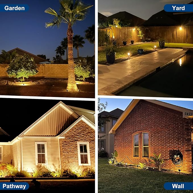 Solar Spot Lights Outdoor, 6 Pack Outdoor Solar Lights for Yard Waterproof, 4 Lighting Modes Solar Landscape Spotlights, Auto On/Off Solar Powered Flood Lights Garden Pathway (Warm White)