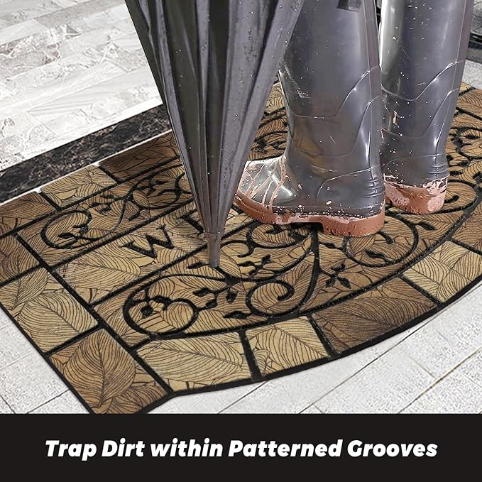 Durable Welcome Door Mats, 24"x36" Heavy-Duty Large Welcome Mat for Front Door with Non-Slip Rubber Backing, Door Mats for Outside Entry High Traffic Area(Leaves)