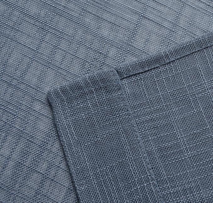 MIUCO Semi Sheer Curtains Poly Linen Textured Solid Grommet Curtains 63 Inches Long for Bedroom 2 Panels (2 x 37 Wide x 63" Long) Dusty Blue