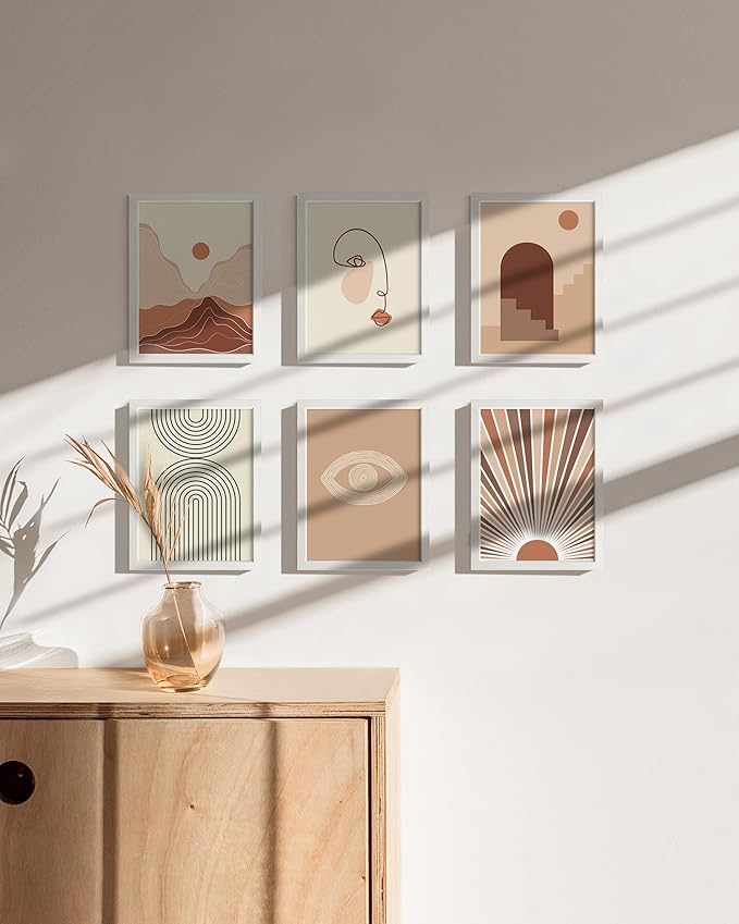 HAUS AND HUES 6x8 White Oak Wooden Picture Frame - Set of 6 6x8 Poster Frame - Premium Oak, Vertical Hang, Shatterproof Plexiglass - Ideal for Home, Room, Office (6x8-inch, White, Set of 6)