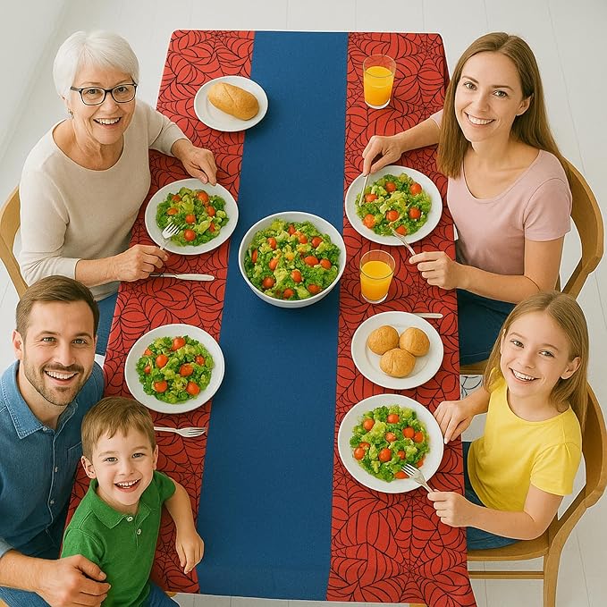 8Pcs 2in1 Spider Birthday Decorations Tablecloths, 54" x 108" Super Hero Spider Table Cloth Disposable Rectangle Plastic Table Cover for Boys Birthday Party Supplies