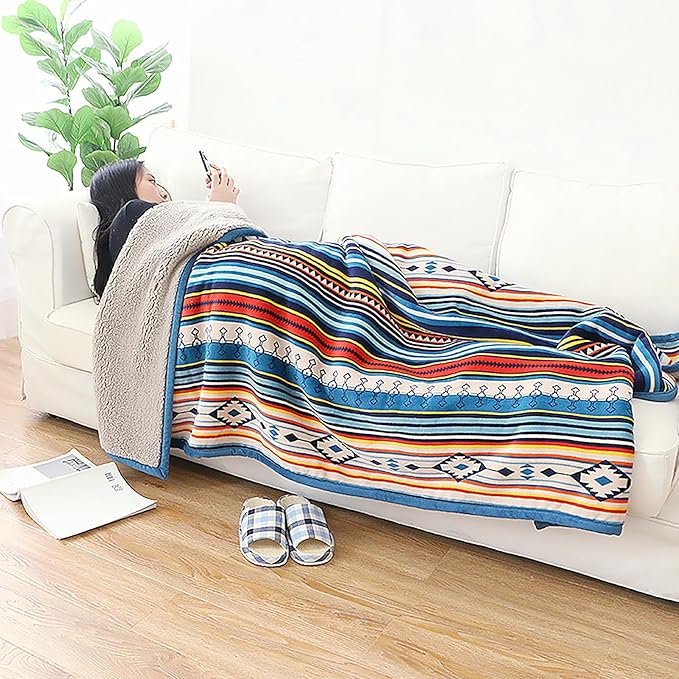 UKELER Bohemian Sherpa Bed Blanket King Size 90'' x 108'', Native American Cozy Warm Blanket for Bed/Couch/Sofa, Great Gift for Women's Day,Mother's Day,Father's Day,Thanksgiving,Christmas,Birthday
