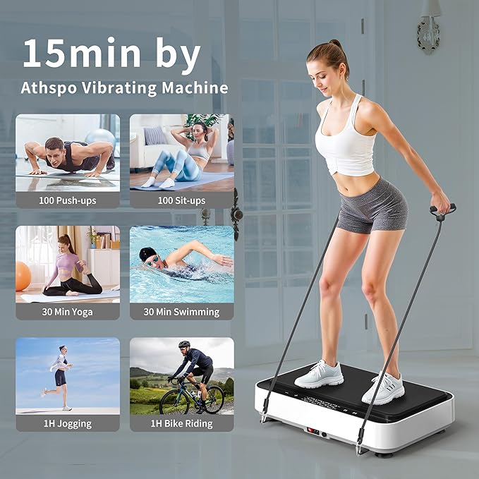 Vibration Plate Exercise Machine, Whole Body Workout Power Vibrate Fitness Platform Vibration Plate for Lymphatic Drainage, Home Training Equipment for Weight Loss & Toning