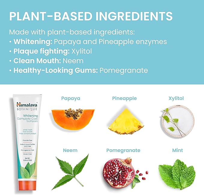 Himalaya Botanique Complete Care Whitening Toothpaste, Simply Mint, for a Clean Mouth, Whiter Teeth and Fresh Breath, 5.29 oz