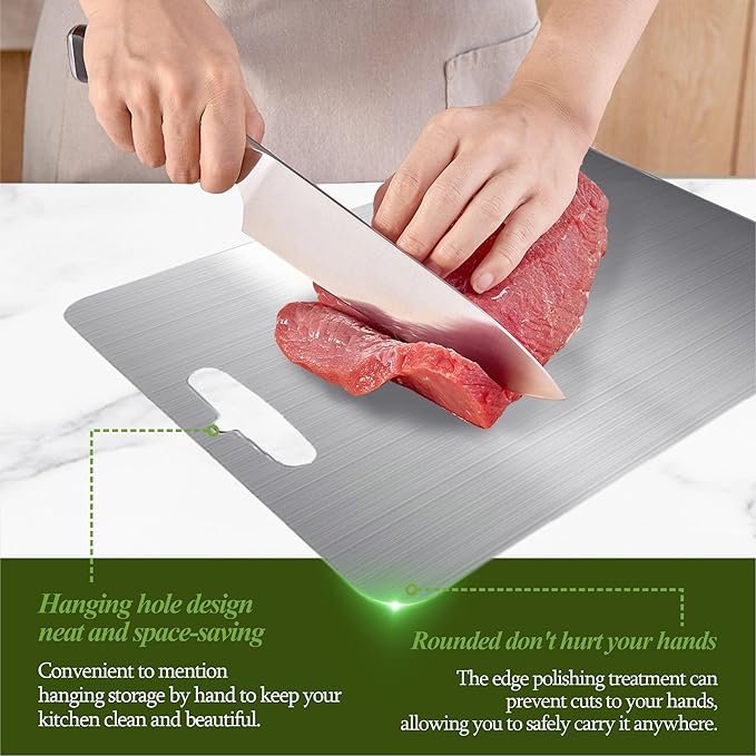 Titanium Cutting Board, 100% Pure Titanium Cutting Boards for Kitchen, Double Sided Food-Grade, Dishwasher Safe Chopping Board for Cutting Meat Vegetable Fruit (18"L x 12"W)
