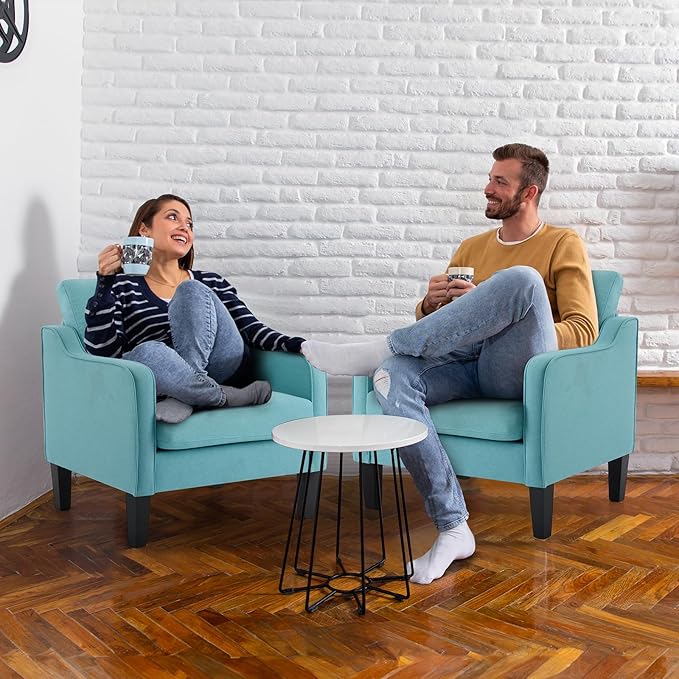 VINGLI Accent Chairs for Living Room Mid Century Modern Chair Sofa Chair Upholstered Arm Chair with Scooped Arms for Bedroom, Apartment, Office, Studio, Waiting Room, Play Room