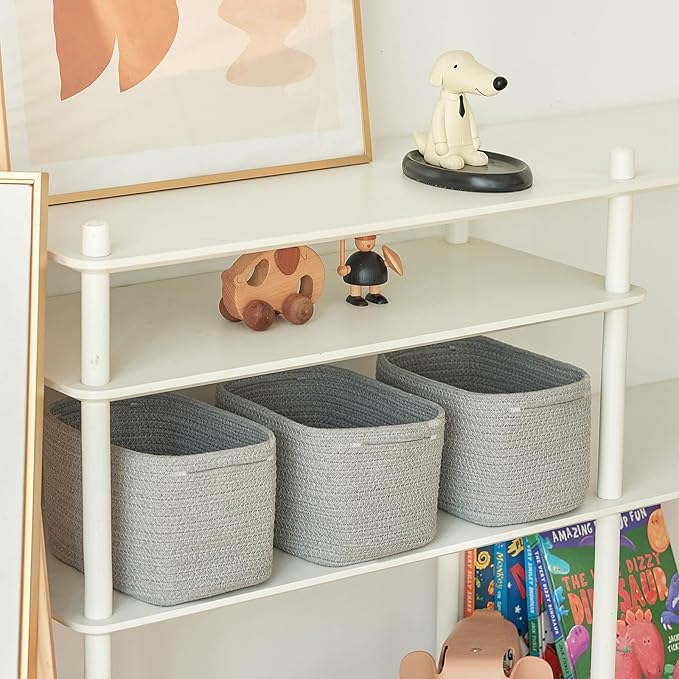 Small Baskets Set of 3 - 11"x7"x7" Perfect Toy Baskets for Storage, Ideal Storage Basket for Cube, Towels, and More - Basket for Shelves (Grey