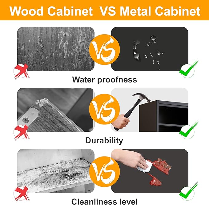 Tall Narrow Storage Cabinet 66.93" H Tall Bathroom Cabinet Metal Pantry Cabinets, 4 Adjustable Shelves for Kitchen, Home Office, Living Room, Dinning Room (20 inches Wide Black)